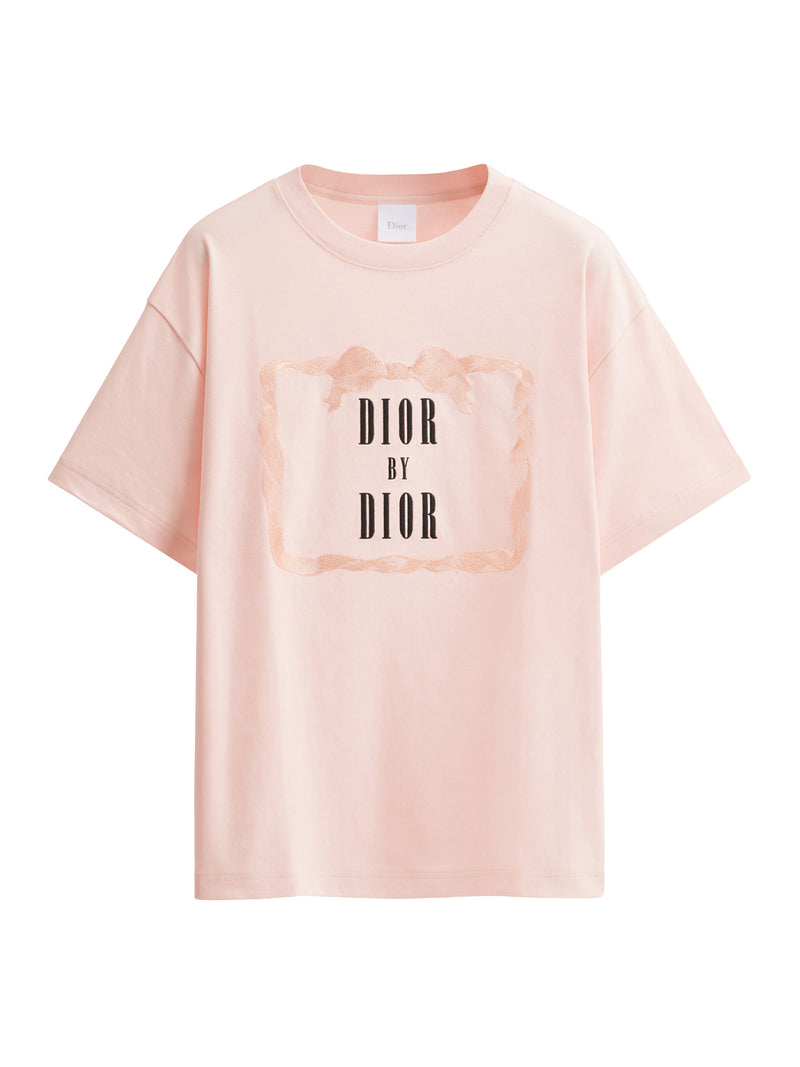 T-SHIRT OVERSIZE CON RICAMO BOOK COVER JERSEY DI COTONE ROSA