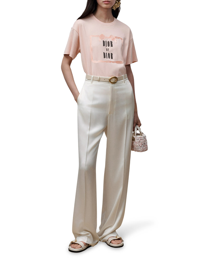 T-SHIRT OVERSIZE CON RICAMO BOOK COVER JERSEY DI COTONE ROSA