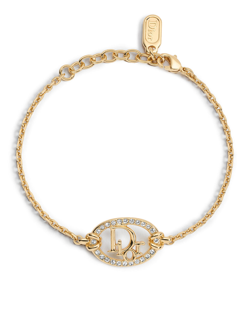 BRACCIALE OBLIQUE IN METALLO CON FINITURA ORO E CRISTALLI