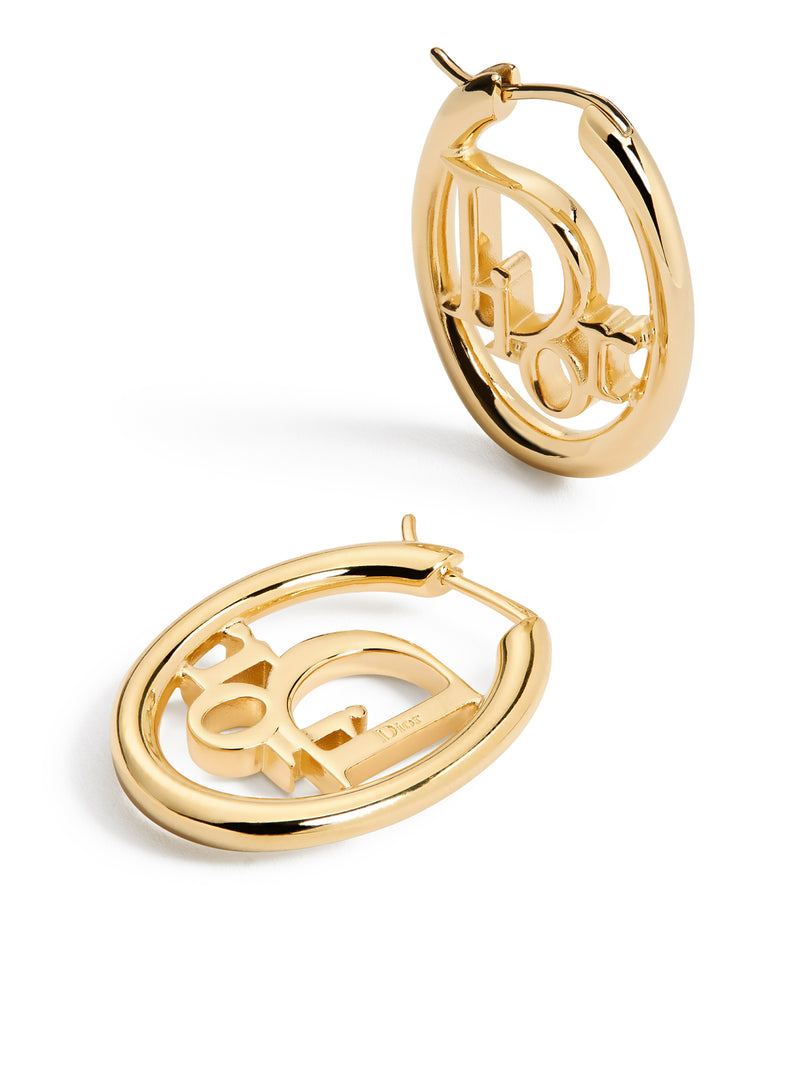 ORECCHINI A CERCHIO DIOR OBLIQUE IN METALLO CON FINITURA ORO