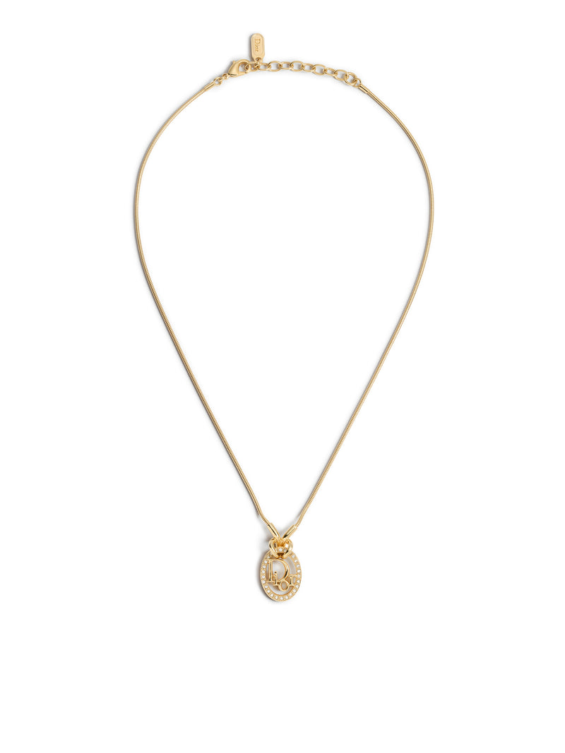 COLLANA DIOR OBLIQUE IN METALLO CON FINITURA DORATA E CRISTALLI