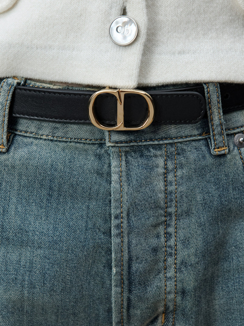 CINTURA CD ICON REVERSIBILE IN PELLE DI VITELLO LISCIA