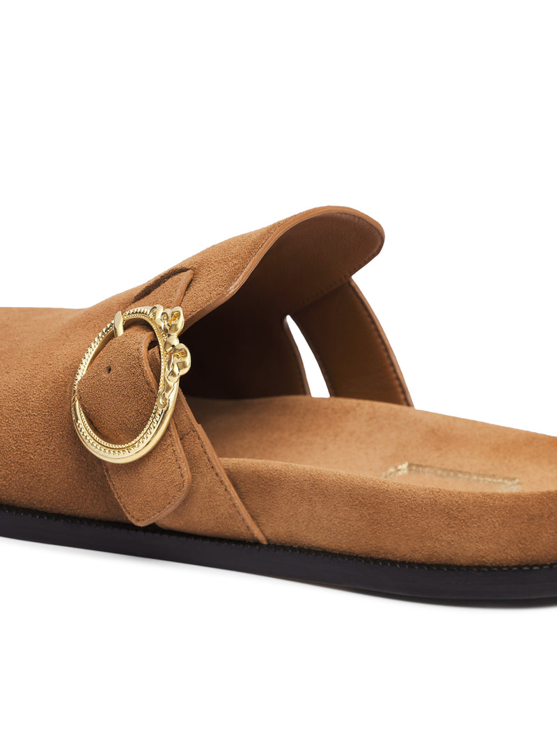 SABOT CON FIBBIA MÉDAILLON IN PELLE DI VITELLO SCAMOSCIATA