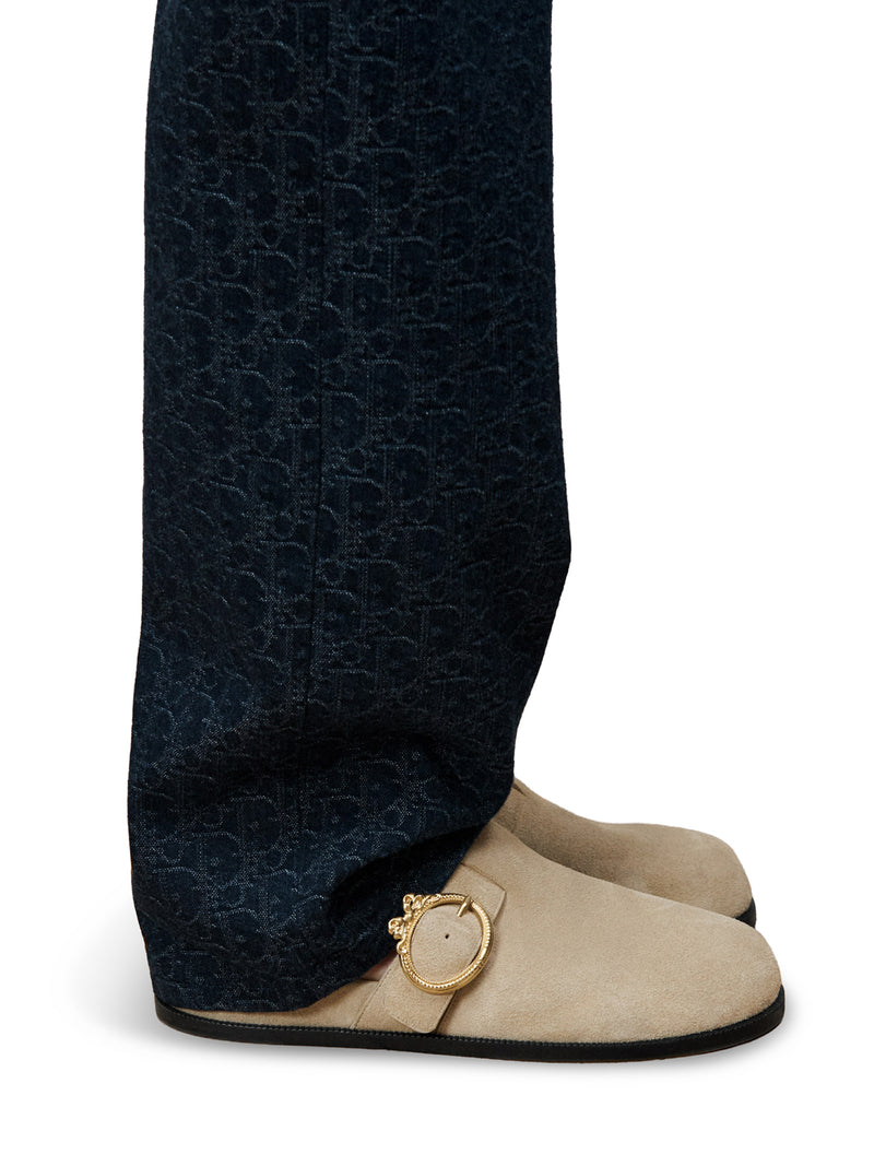 SABOT CON FIBBIA MÉDAILLON IN PELLE DI VITELLO SCAMOSCIATA