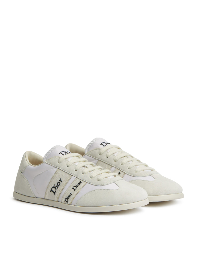 SNEAKER RIBBON IN PELLE DI VITELLO SCAMOSCIATA E TESSUTO TECNICO
