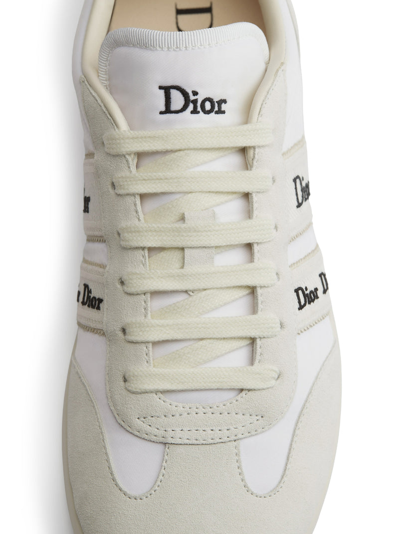 SNEAKER RIBBON IN PELLE DI VITELLO SCAMOSCIATA E TESSUTO TECNICO