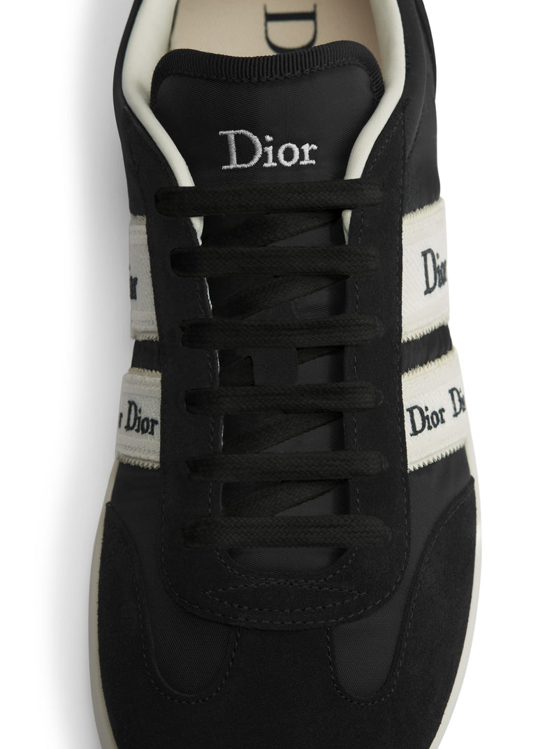 SNEAKER RIBBON IN PELLE DI VITELLO SCAMOSCIATA E TESSUTO TECNICO