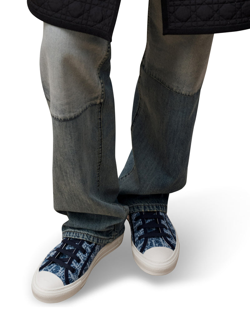 SNEAKER WALK`N DIORIVIERA IN DENIM SPUGNOSO DIOR OBLIQUE BLU