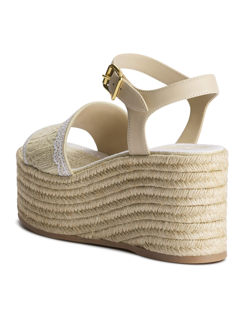 SANDALO CON ZEPPA DENTELLE IN COTONE RICAMATO DIOR OBLIQUE