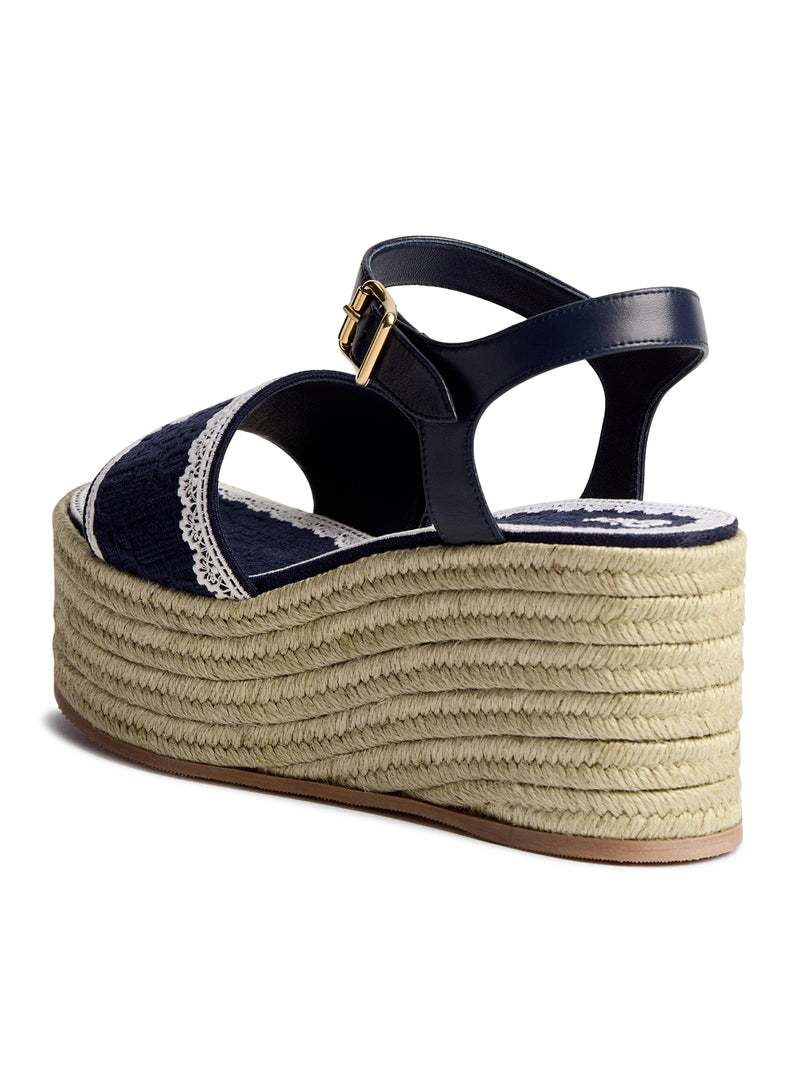 SANDALO CON ZEPPA DENTELLE IN COTONE RICAMATO DIOR OBLIQUE