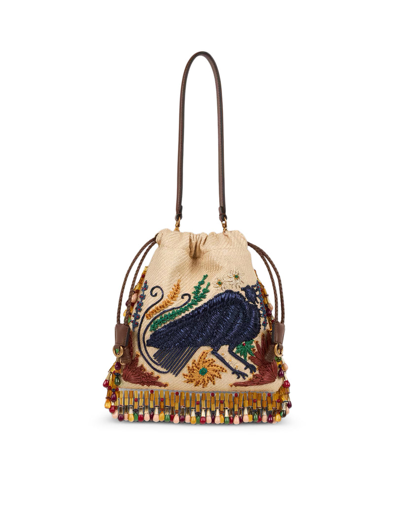 BORSA KALISPERA PICCOLA IN RAFIA CON RICAMO E PERLINE ETRO X TABBY BOOTH