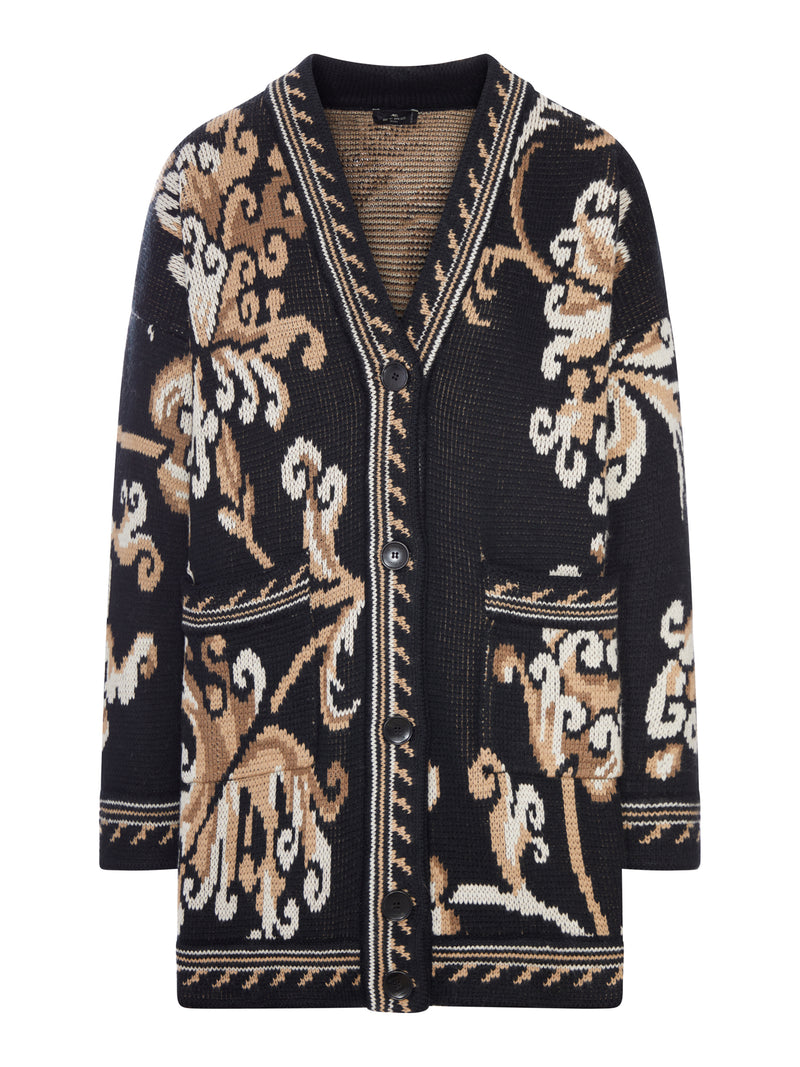 CARDIGAN IN MAGLIA JACQUARD CON MOTIVO FLOREALE