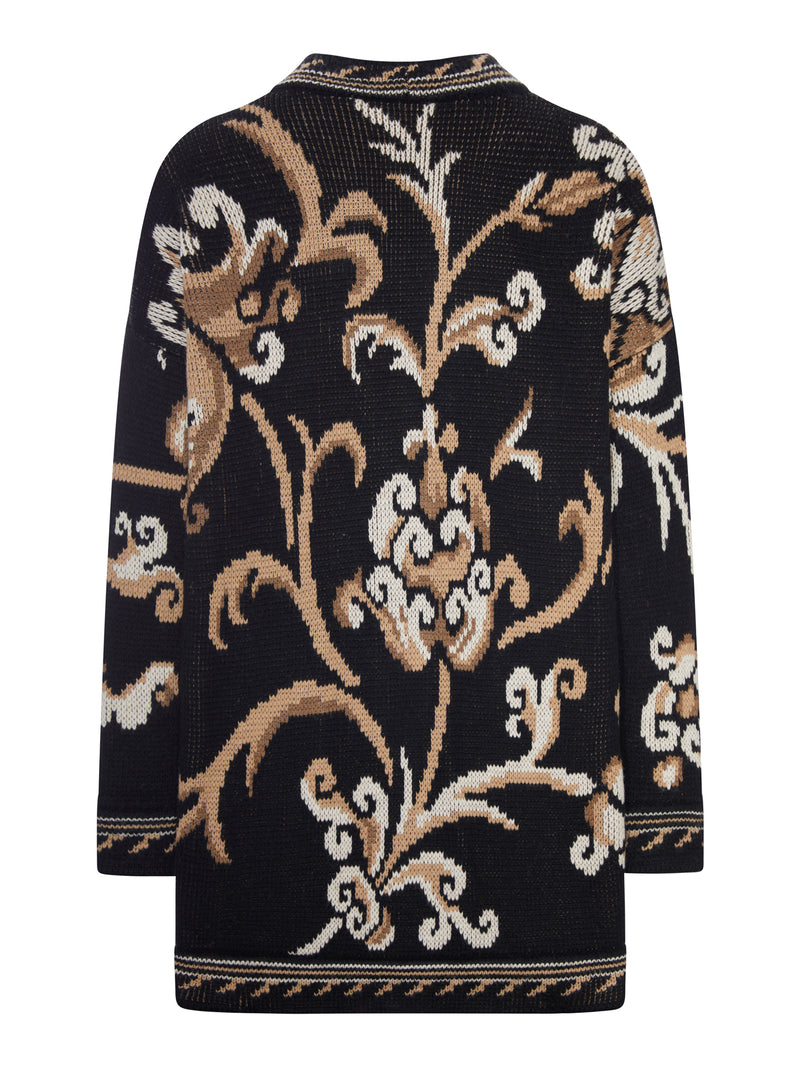 CARDIGAN IN MAGLIA JACQUARD CON MOTIVO FLOREALE