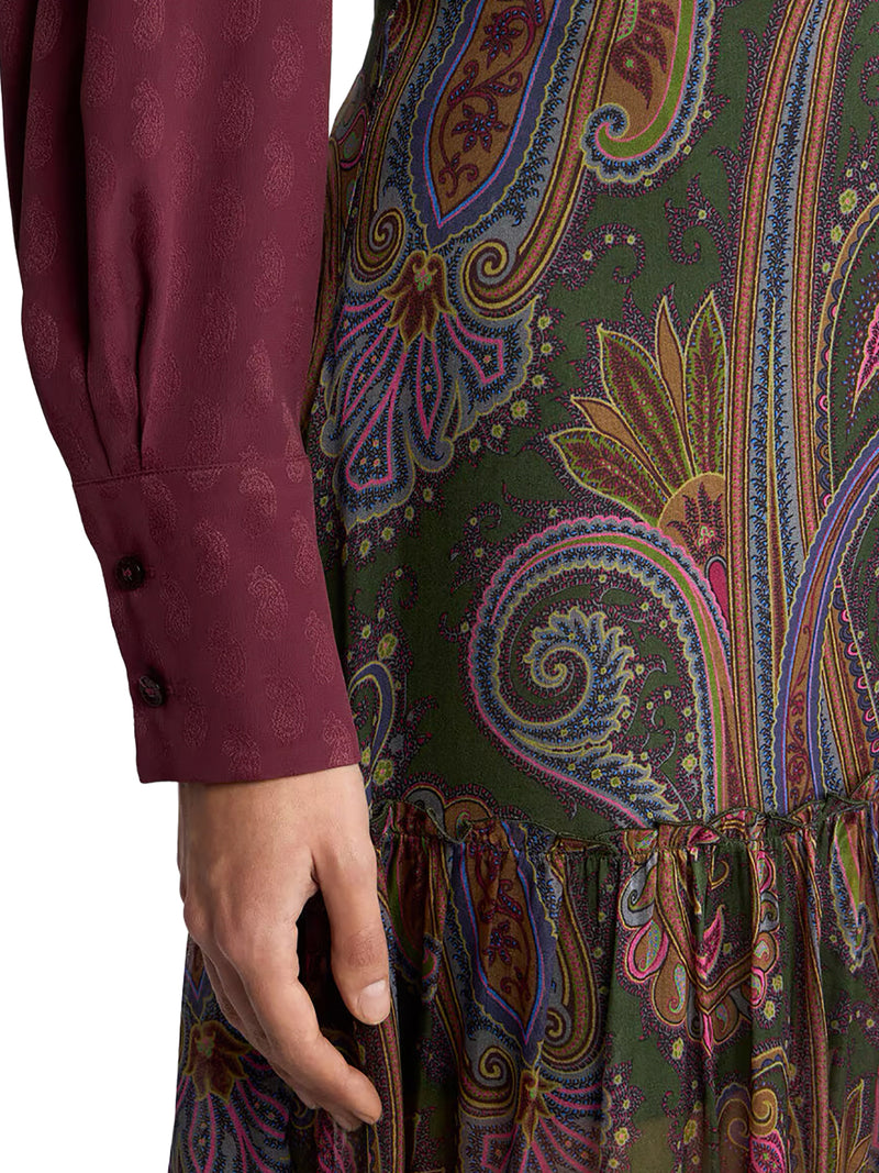 GONNA LUNGA IN SETA CON STAMPA PAISLEY PIAZZATA