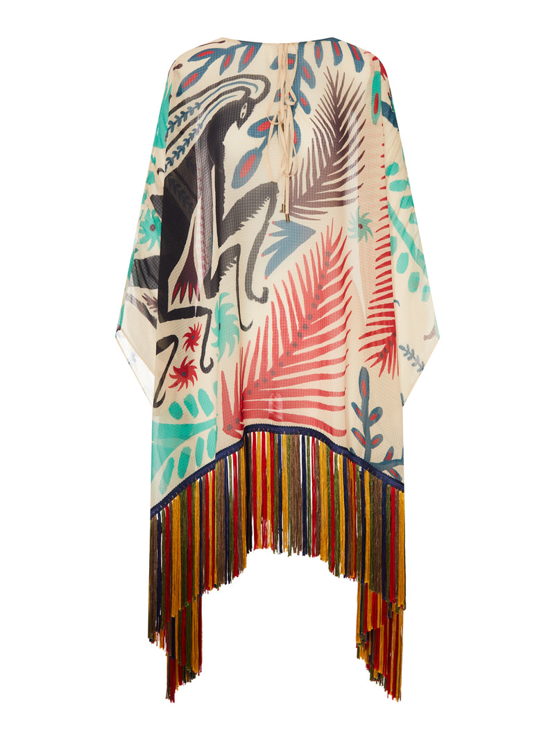 ABITO COPRICOSTUME IN SEERSUCKER CON FRANGE E STAMPA PIAZZATA ETRO X TABBY BOOTH