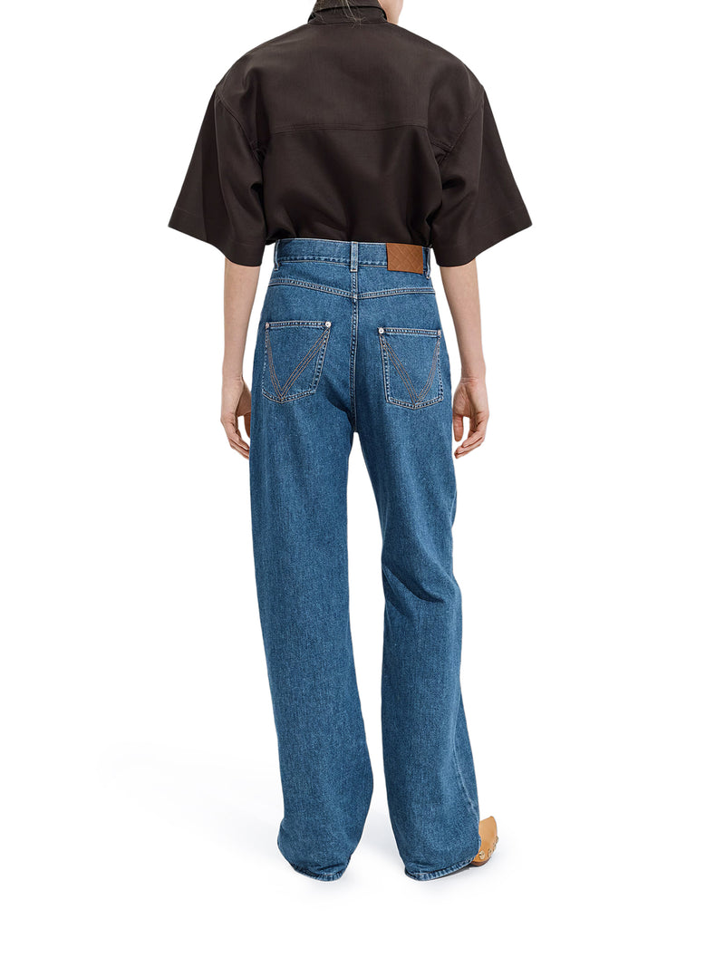 JEANS A GAMBA AMPIA CON LAVAGGIO ATLANTIC BLUE