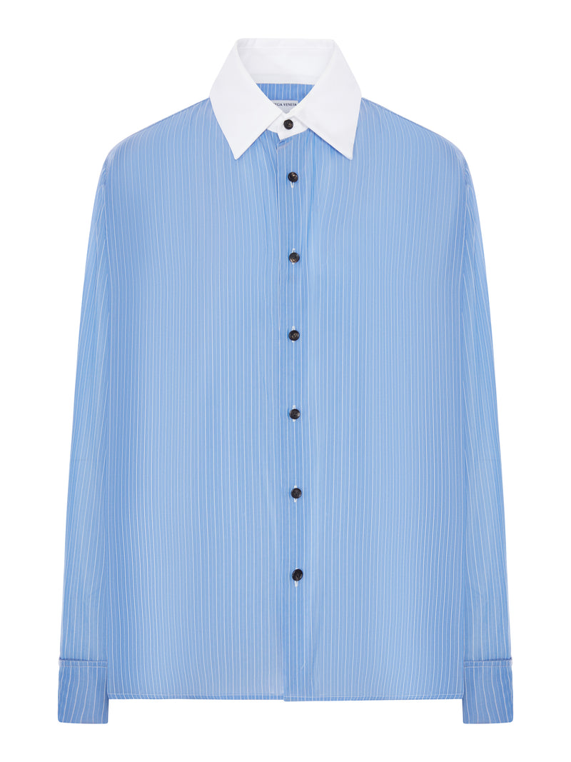 CAMICIA A RIGHE CON COLLETTO A CONTRASTO