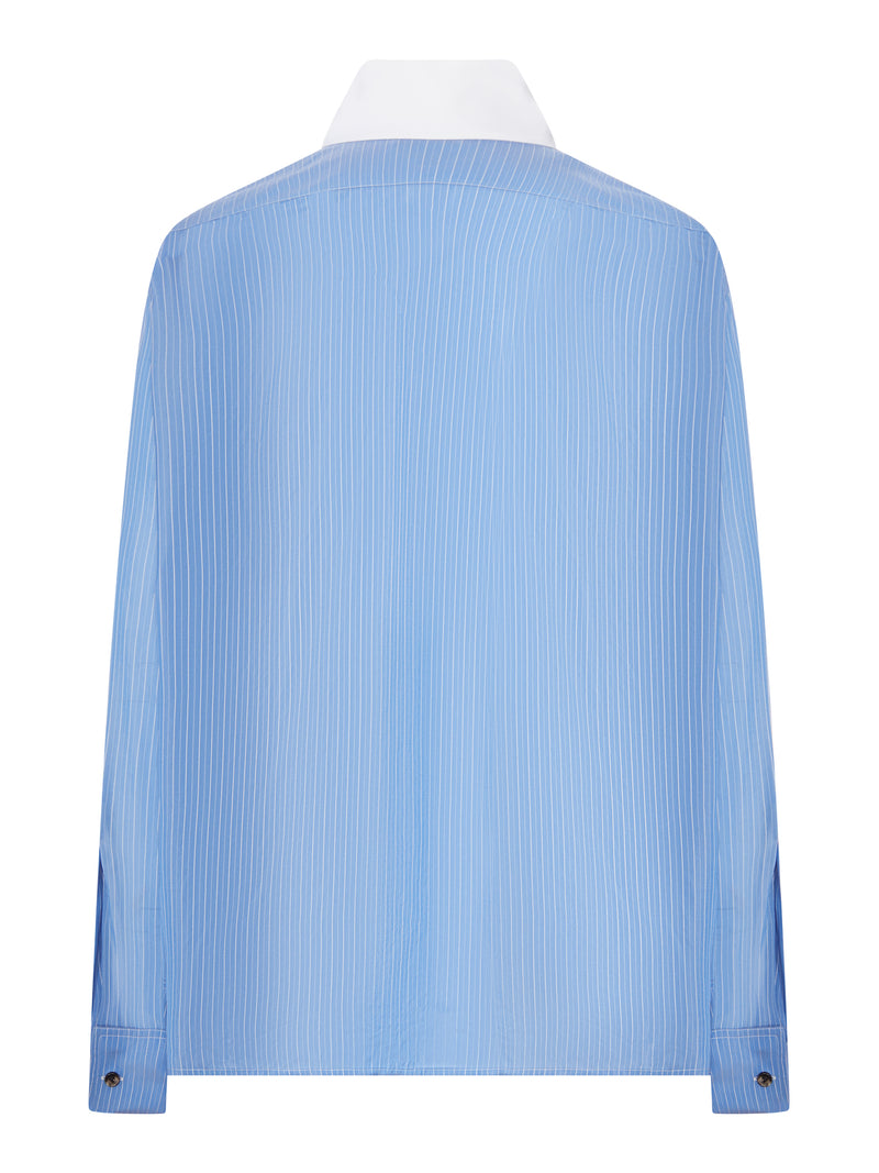 CAMICIA A RIGHE CON COLLETTO A CONTRASTO