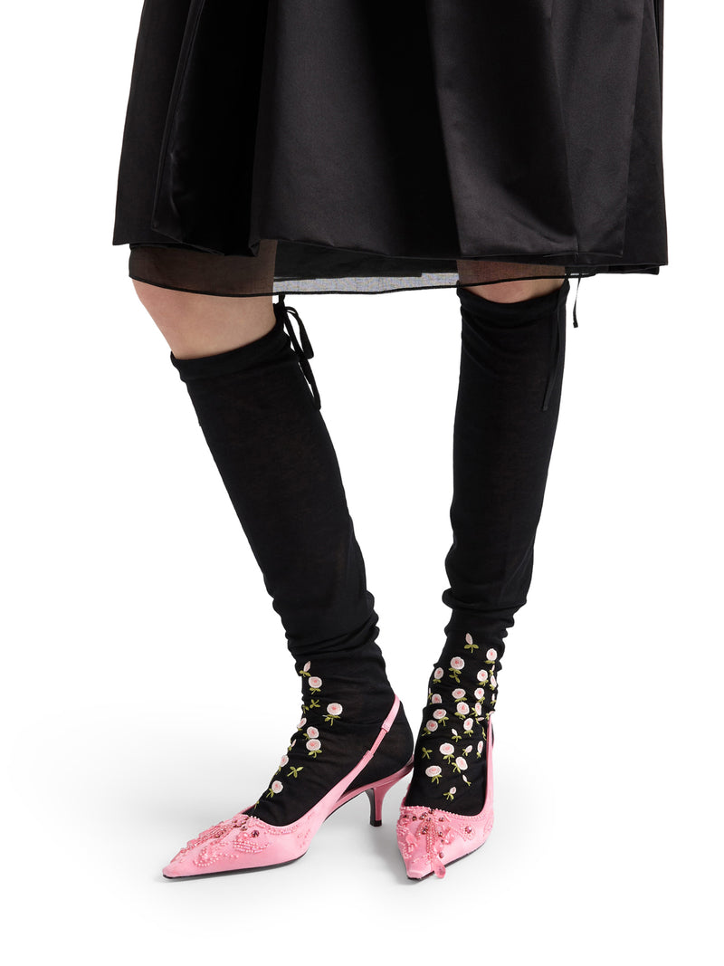 DÉCOLLETÉ SLINGBACK IN RASO CON RICAMI