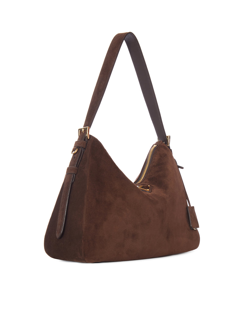 BORSA A SPALLA IN PELLE SCAMOSCIATA