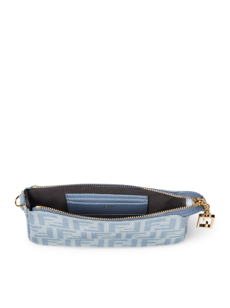 POUCH BAGUETTE IN DENIM FF BLU CHIARO