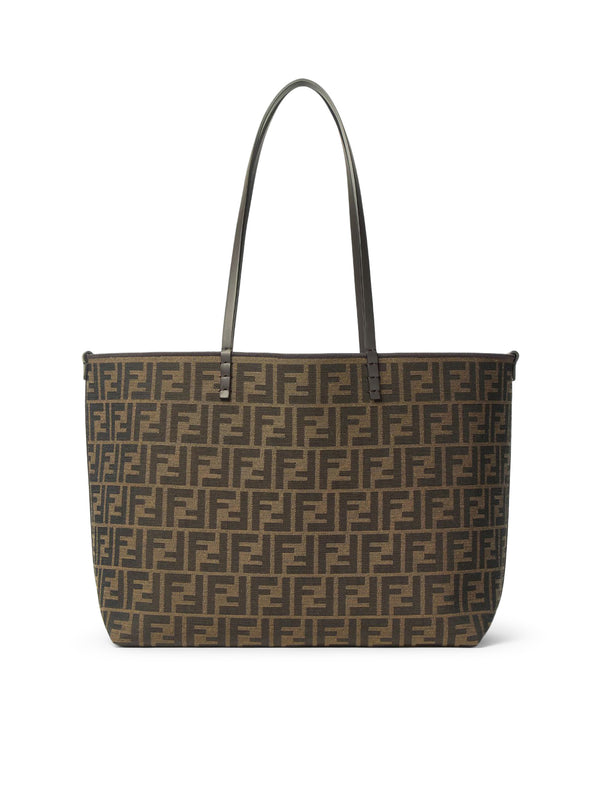 ROLL MEDIUM SHOPPER IN TESSUTO FF JACQUARD E A RIGHE PEQUIN
