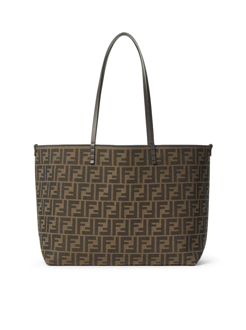 ROLL MEDIUM SHOPPER IN TESSUTO FF JACQUARD E A RIGHE PEQUIN