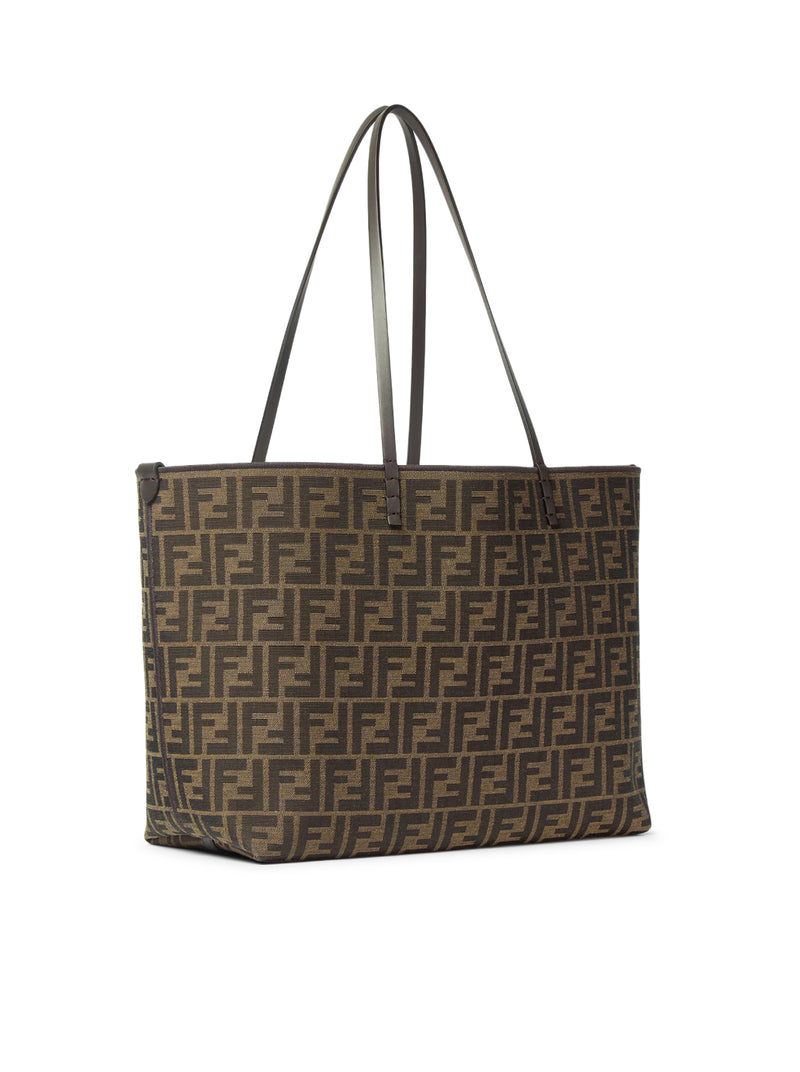 ROLL MEDIUM SHOPPER IN TESSUTO FF JACQUARD E A RIGHE PEQUIN
