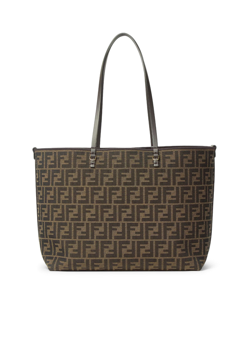 ROLL MEDIUM SHOPPER IN TESSUTO FF JACQUARD E A RIGHE PEQUIN
