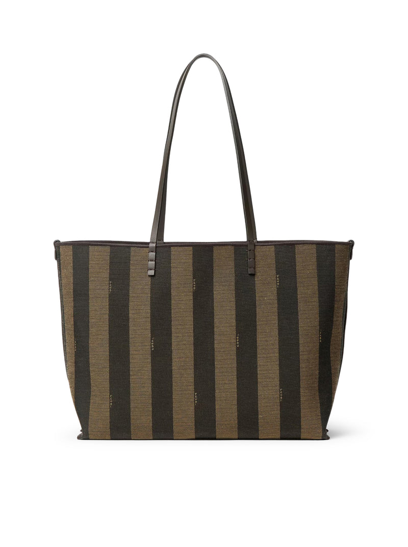 ROLL MEDIUM SHOPPER IN TESSUTO FF JACQUARD E A RIGHE PEQUIN