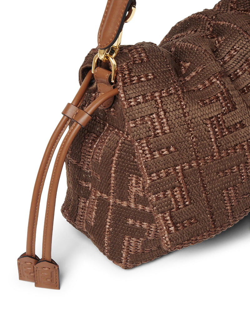 MAMMA BAGUETTE MEDIUM BORSA IN RAFIA INTRECCIATA CON RICAMO FF SELLIER