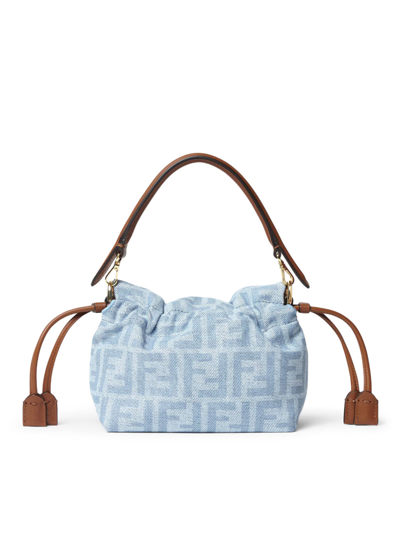 BORSA MAMMA BAGUETTE SMALL IN DENIM FF BLU CHIARO
