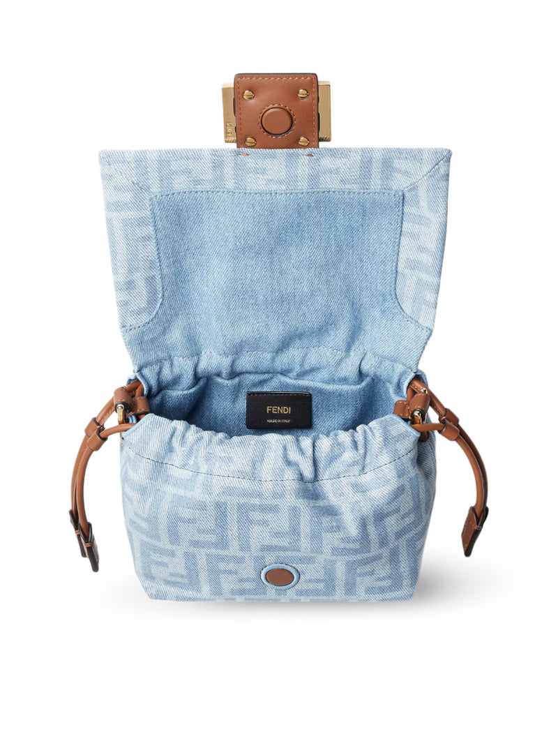 BORSA MAMMA BAGUETTE SMALL IN DENIM FF BLU CHIARO
