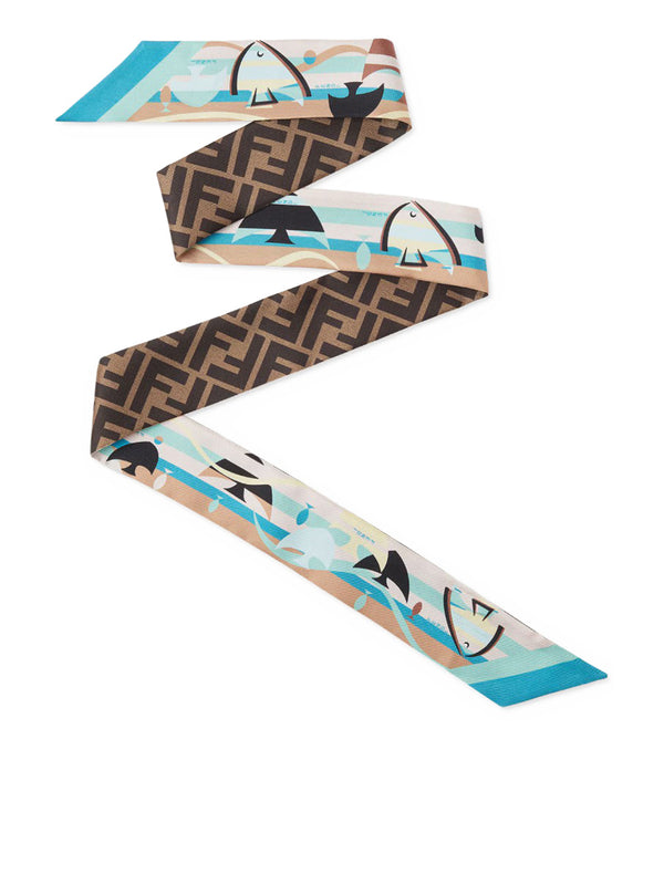 WRAPPY BANDEAU IN SETA STAMPATA IN AZZURRO