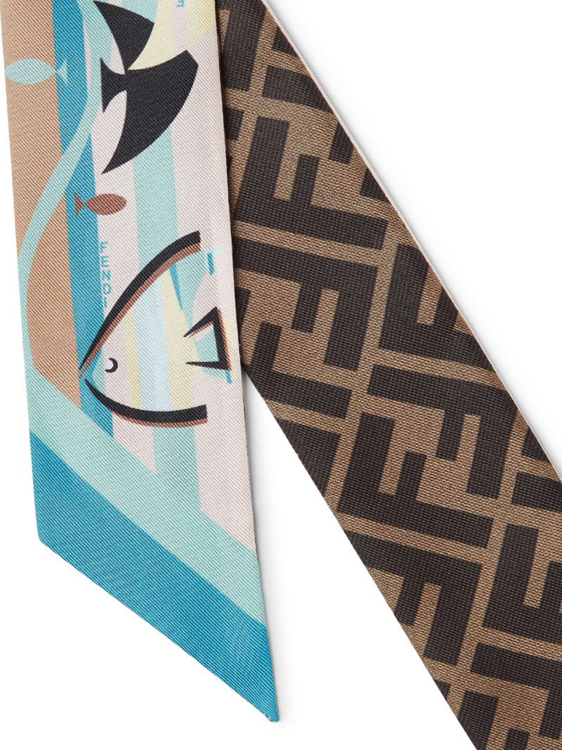 WRAPPY BANDEAU IN SETA STAMPATA IN AZZURRO