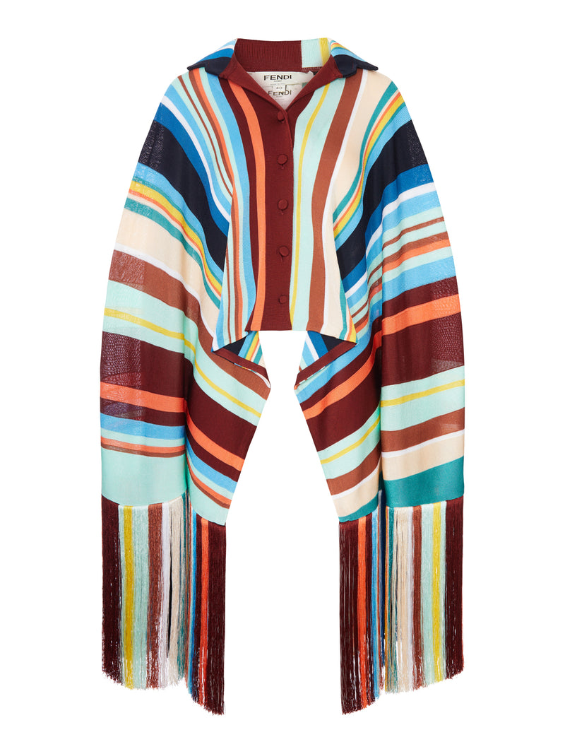 PONCHO A MAGLIA IN VISCOSA A RIGHE MULTICOLORE