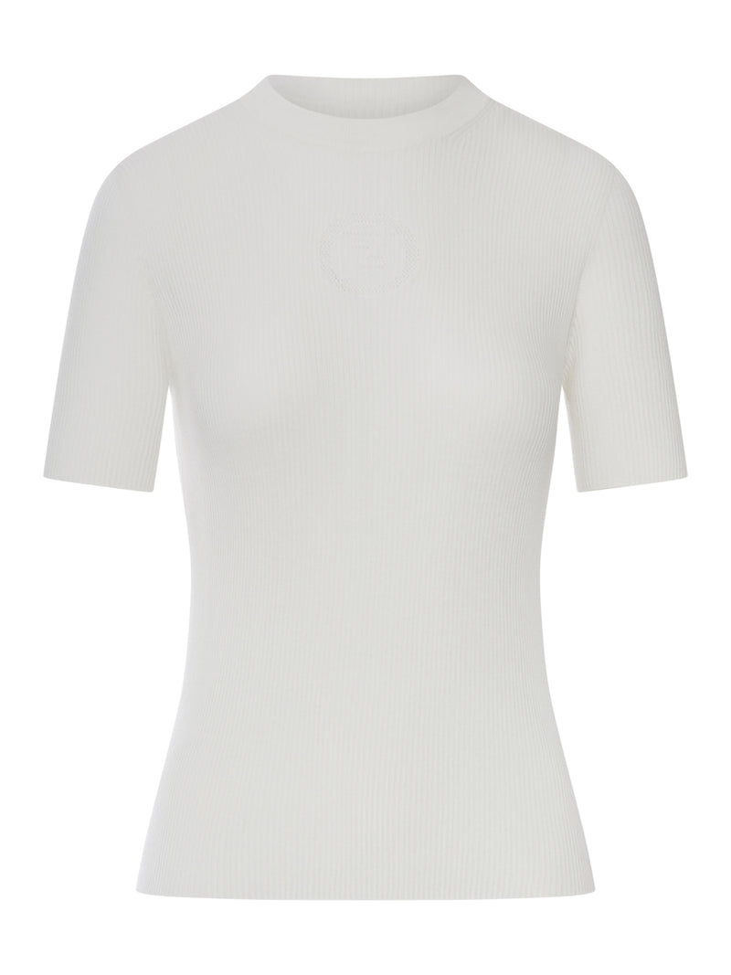 MAGLIA IN COTONE BIANCO CON LOGO FRONTALE