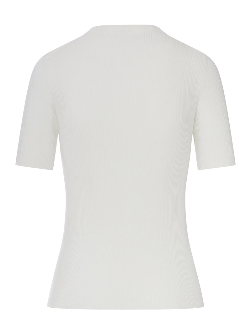 MAGLIA IN COTONE BIANCO CON LOGO FRONTALE