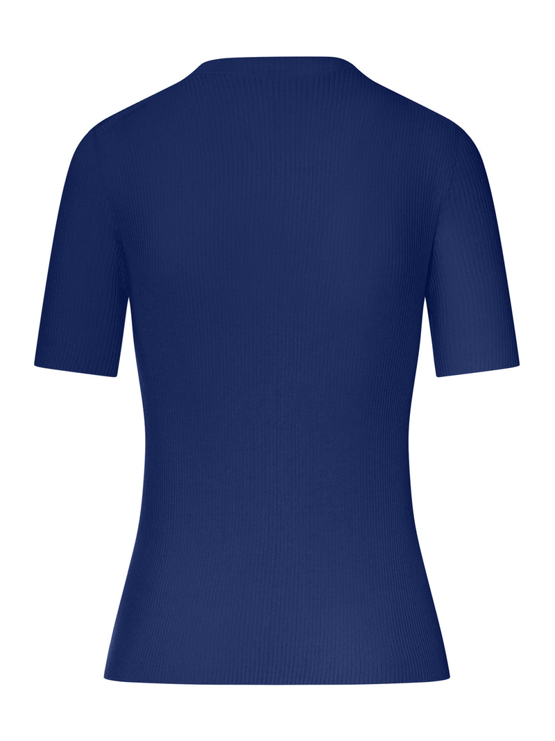 MAGLIA IN COTONE BLU CON LOGO FRONTALE