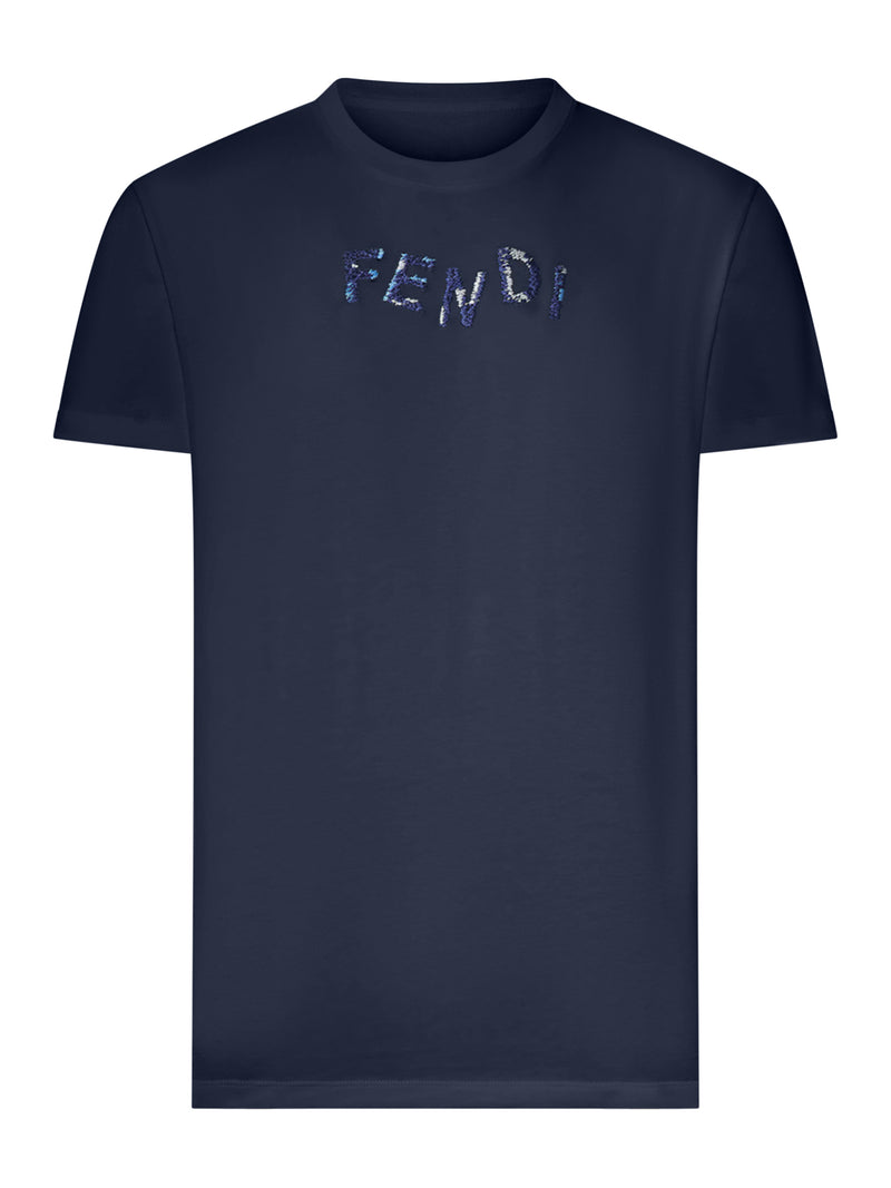 T-SHIRT IN COTONE BLU CON LOGO FRONTALE
