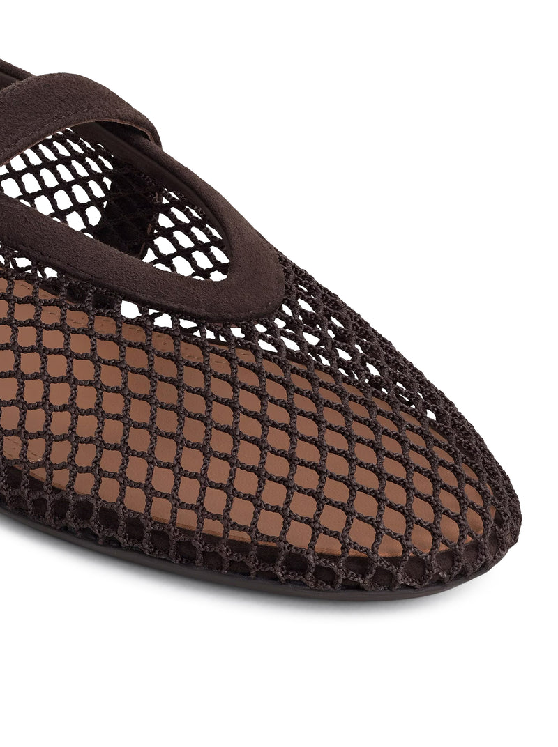 BALLERINE FLAT IN RETE E PELLE SCAMOSCIATA