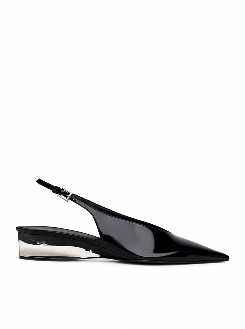 SLINGBACK CON ZEPPA INVISIBILE IN VITELLO VERNICIATO