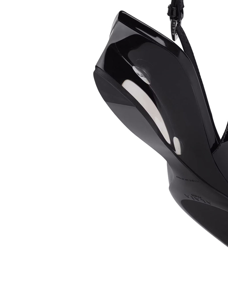 SLINGBACK CON ZEPPA INVISIBILE IN VITELLO VERNICIATO