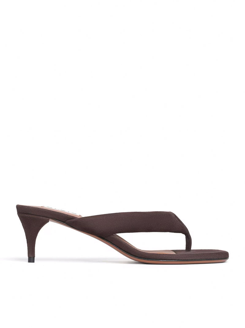 SANDALI CON TACCO IN PELLE SCAMOSCIATA