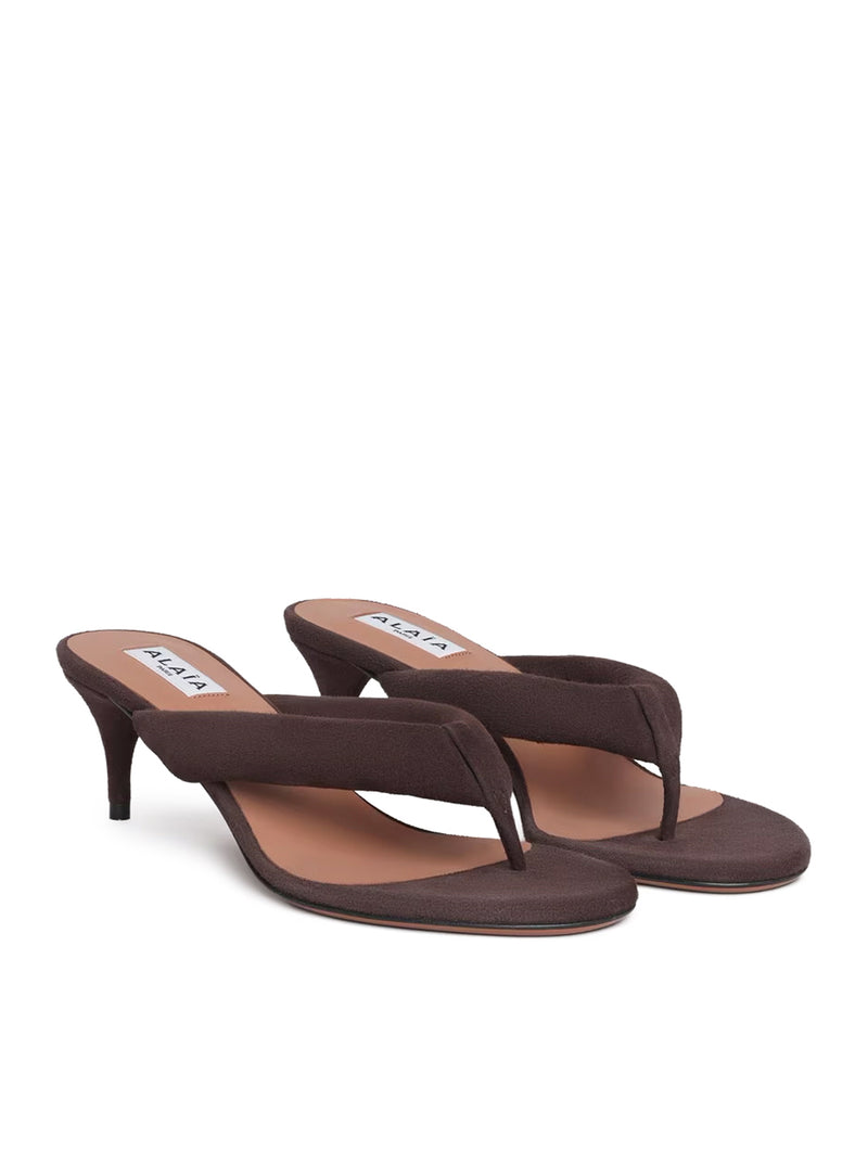 SANDALI CON TACCO IN PELLE SCAMOSCIATA