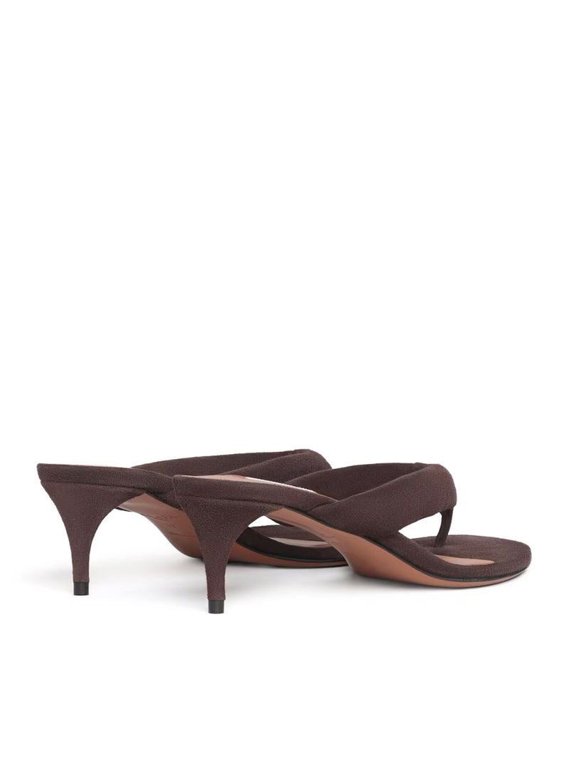 SANDALI CON TACCO IN PELLE SCAMOSCIATA