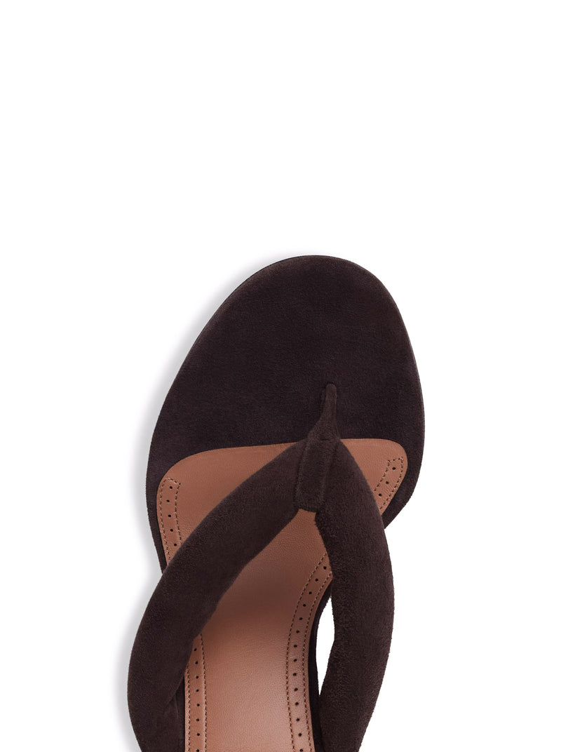 SANDALI CON TACCO IN PELLE SCAMOSCIATA