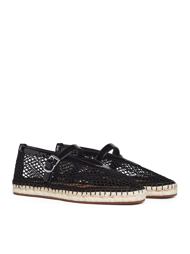 ESPADRILLES A RETE E PELLE VERNICIATA