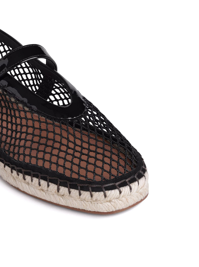 ESPADRILLES A RETE E PELLE VERNICIATA