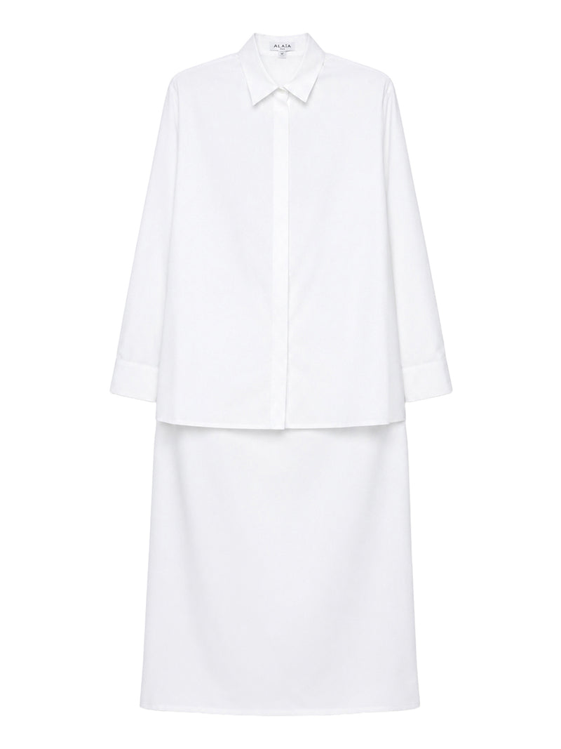 CAMICIA ASIMMETRICA IN POPELINE DI COTONE